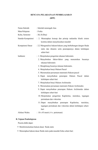 Fluida Statis rpp | DOC