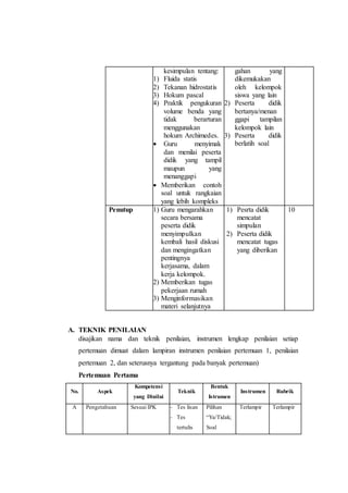 Rpp fluida statis | DOCX