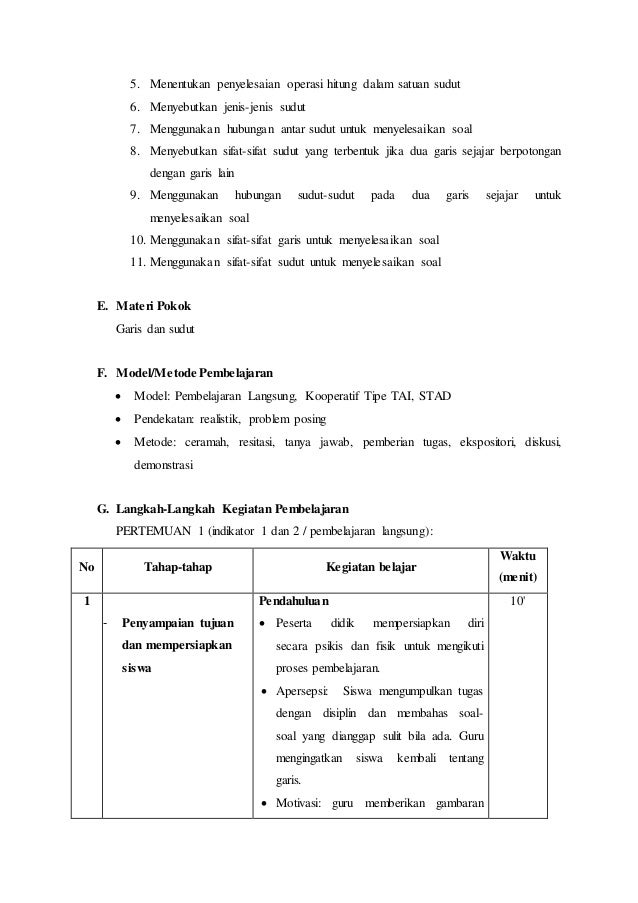 Rpp Kurikulum 2013 Garis Dan Sudut