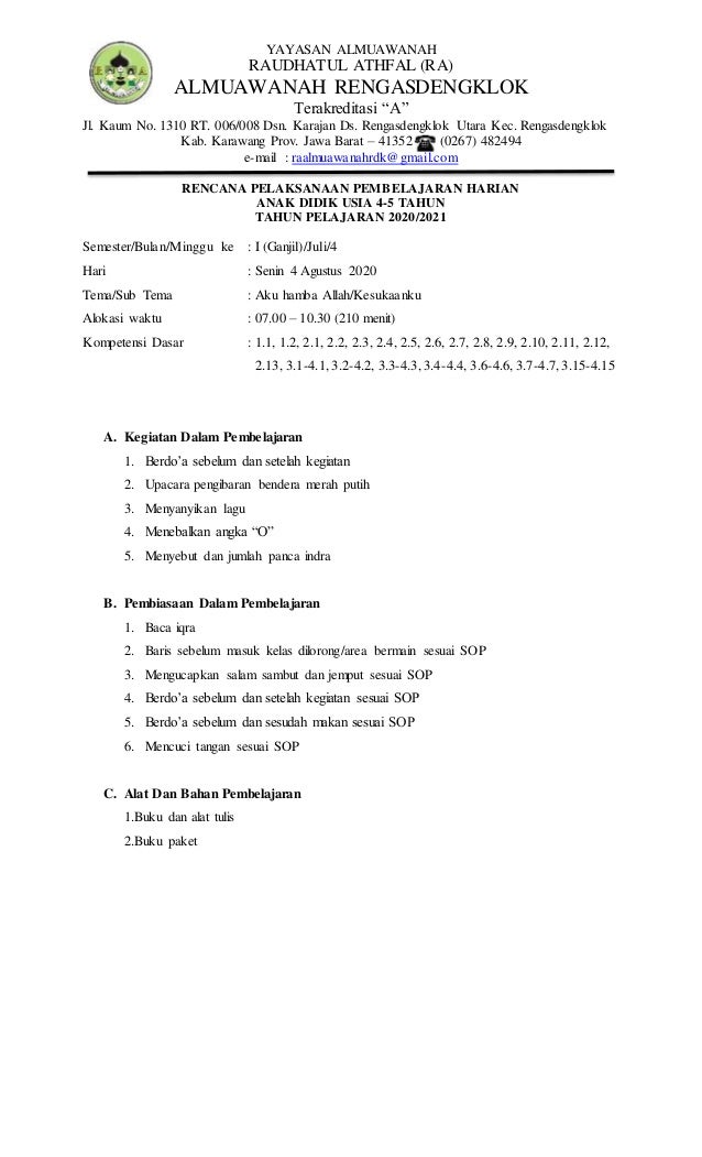 Rpph 4 Agustus 2020 Aku Hamba Allah