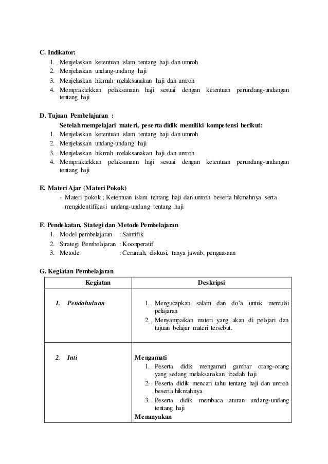 Rpp Haji Dan Umroh Kurikulum 2013 eGuru