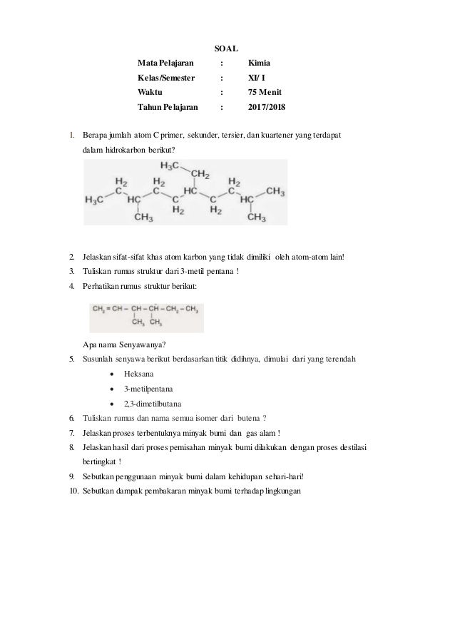 Contoh Soal Hots Hidrokarbon Kumpulan Materi Pelajaran Dan Contoh Soal 1