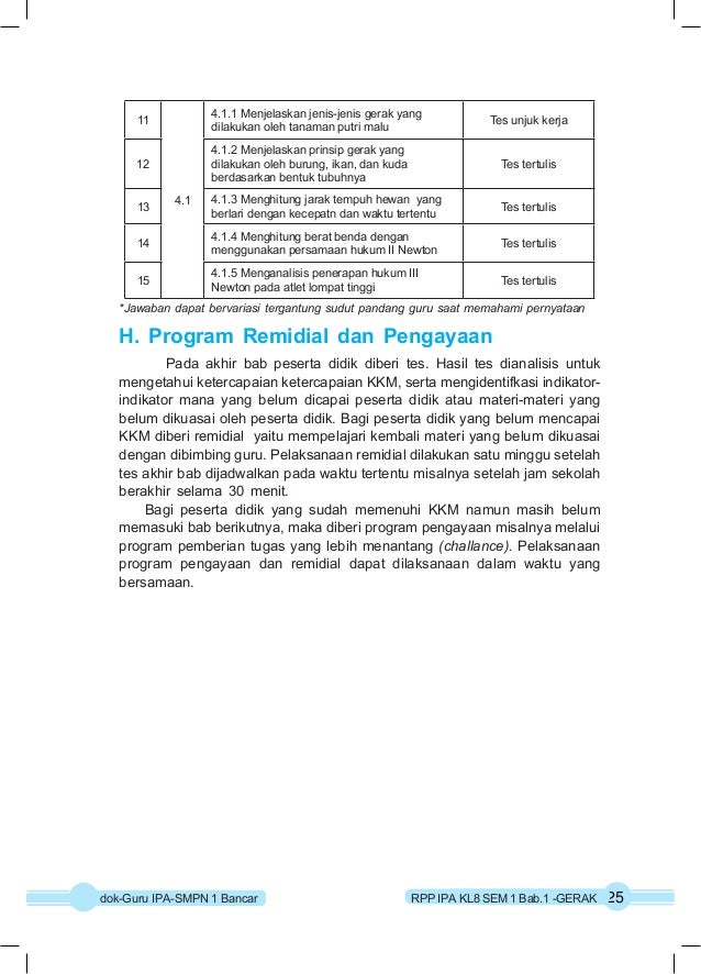 RPP IPA KURIKULUM 2013 KELAS 8 SEMESTER 1
