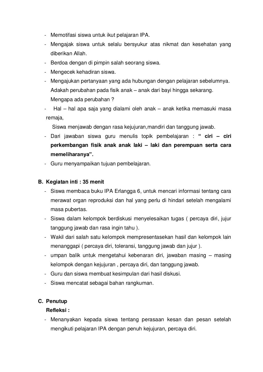 Rpp ipa untuk kelas vi semester ii