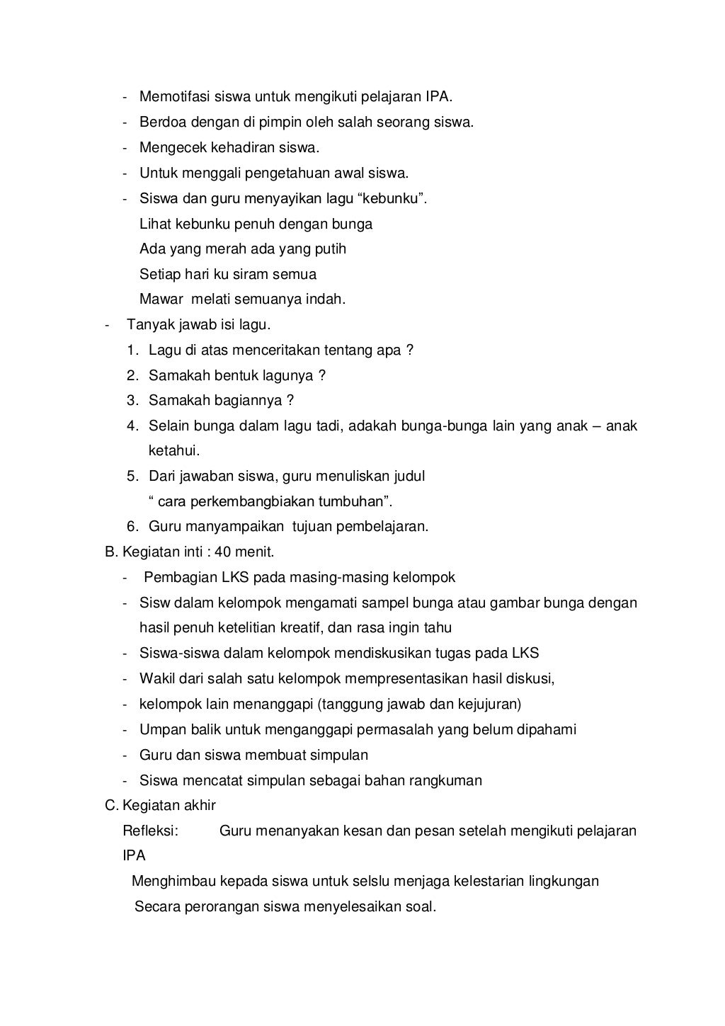 Rpp ipa untuk kelas vi semester ii