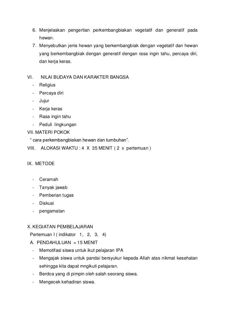 Rpp Ipa Untuk Kelas Vi Semester Ii