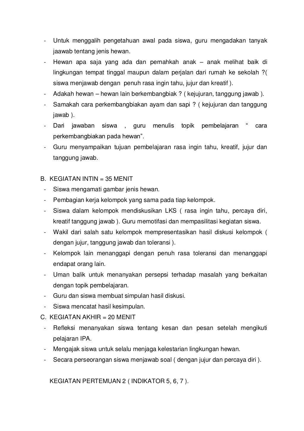 Rpp ipa untuk kelas vi semester ii