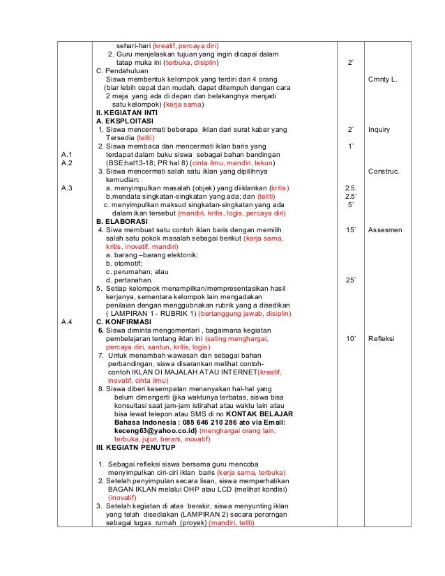 RPP BAHASA INDONESIA KLS 9 SMP KTSP 2015/ 2016 (REVISI)