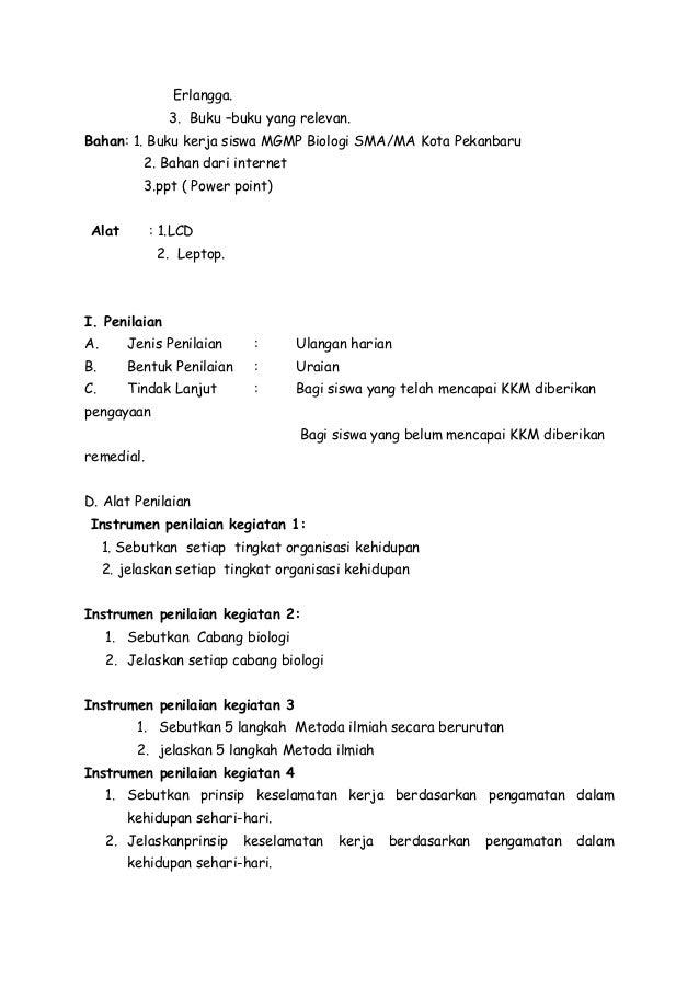 RPP BIOLOGI KLS X RUANG LINGKUP BIOLOGI