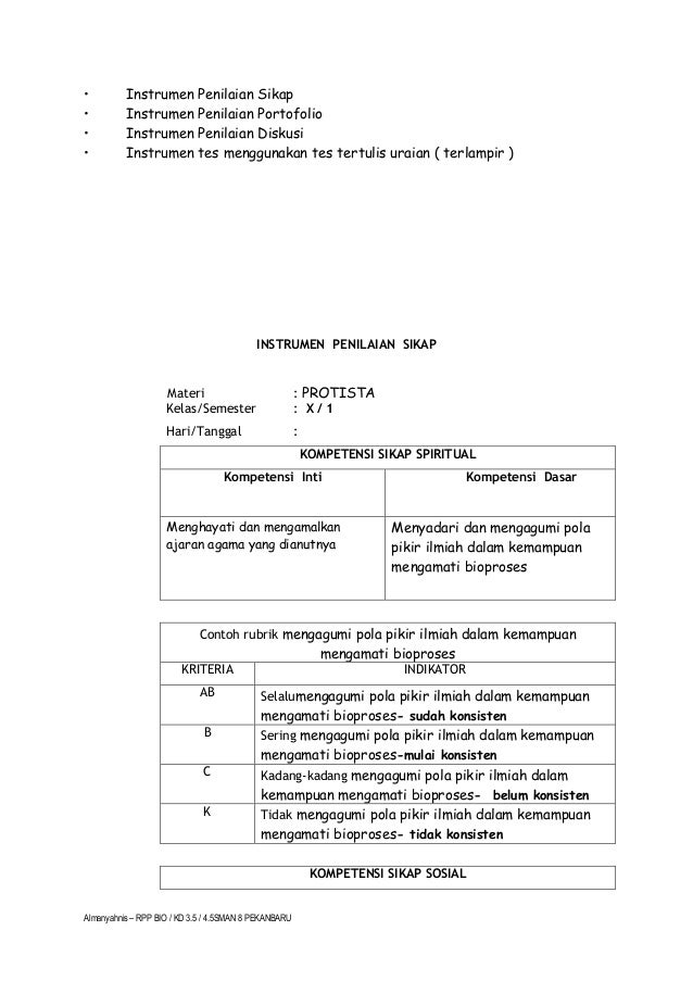 RPP BIOLOGI KELAS X / KD 3.5 DAN 4.5 (PROTISTA) RPP BIOLOGI KELAS X / KD 3.5 DAN 4.5 (PROTISTA)