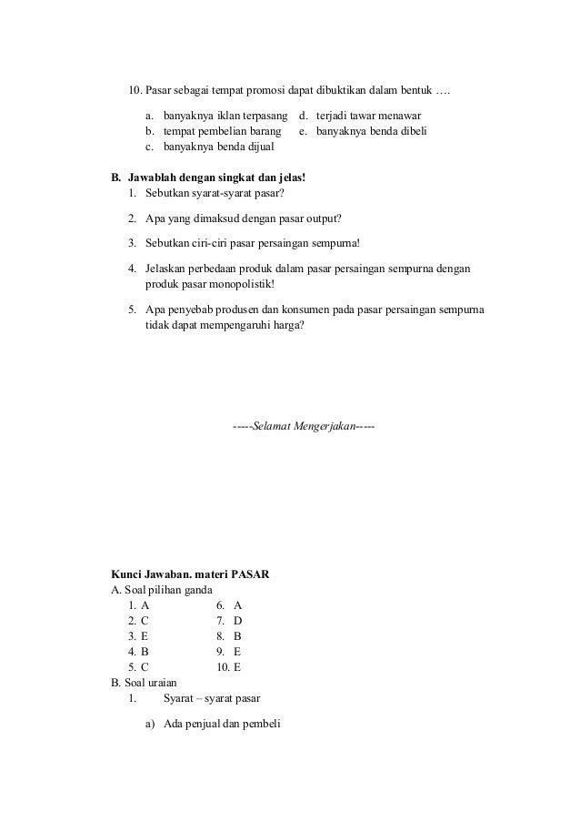 19+ 50 soal pilihan ganda beserta jawabannya persaingan monopolistik ideas in 2021 