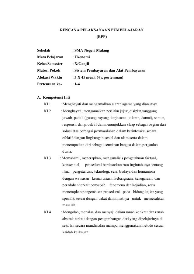 Rpp Ekonomi Sma X Kd 3 6