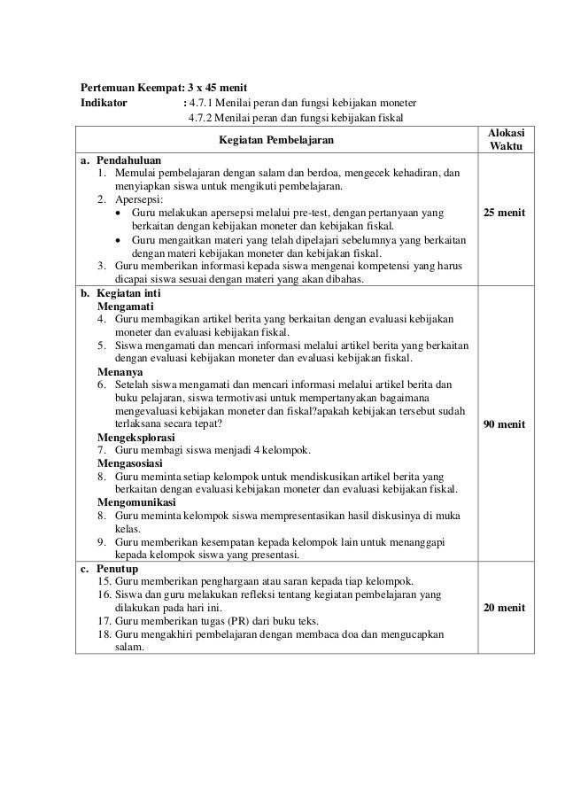 Rpp Ekonomi Sma Xi Kd 3 7