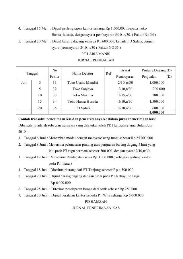 Rpp Kd 3 6 Akt 1 2 Jurnal Penjualan J Terima Kas