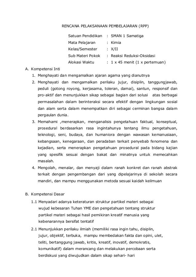 Rpp Kimia X Kurikulum 2013 Kd 3 9 Rpp Kimia X Kurikulum 2013 Kd 3 9