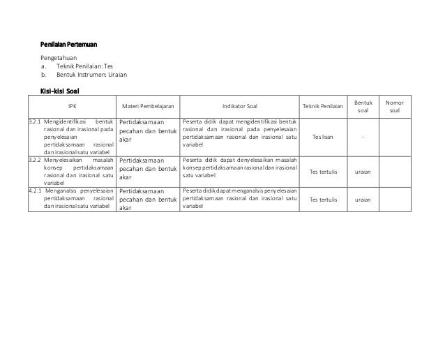 Rpp Pertidaksamaan Rasional Dan Irasional Kurikulum 2013