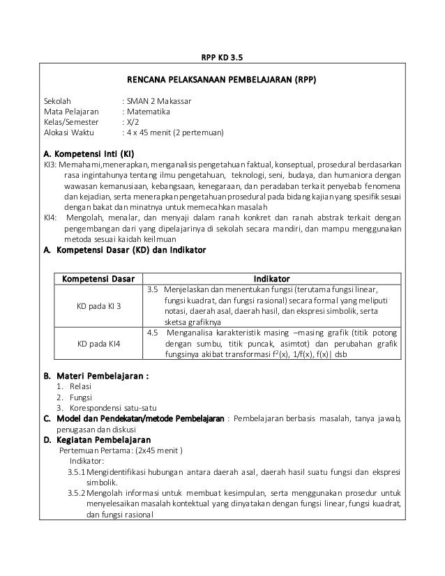 Rpp Revisi 2017 Matematika Wajib Kelas 11 Sma