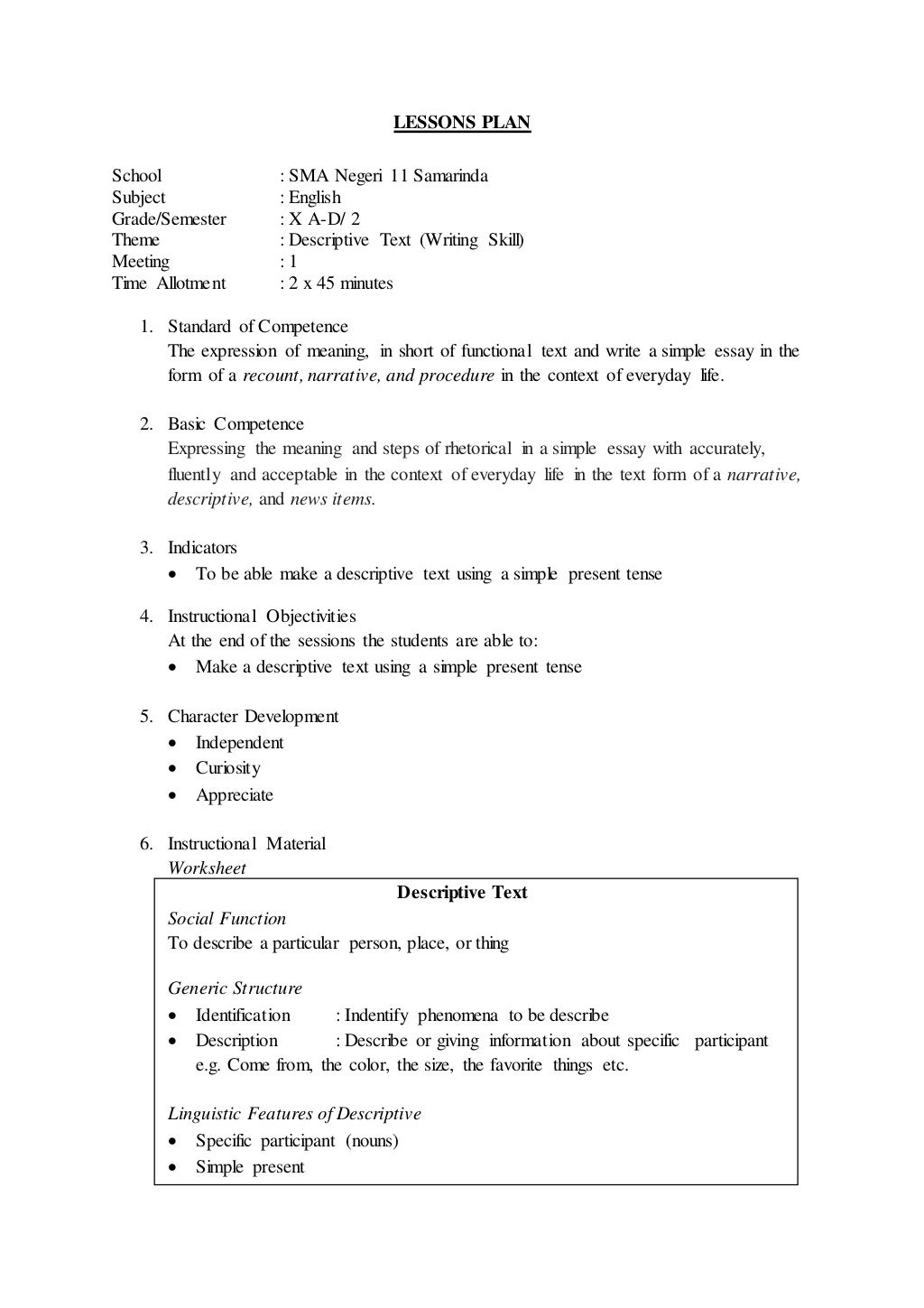 Lesson Plan Senior High School 1