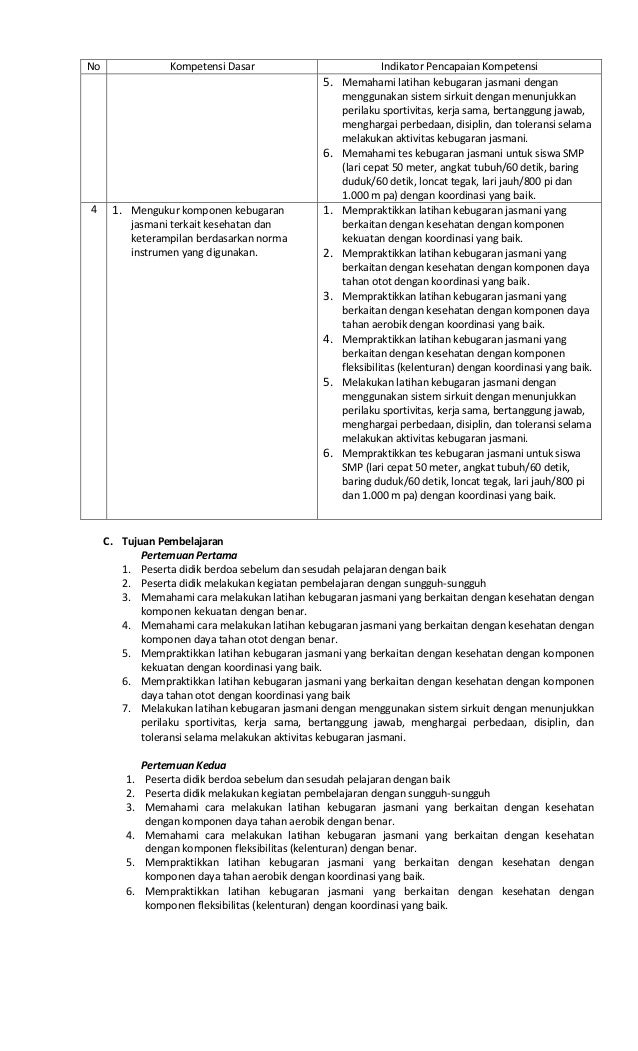 Rpp Kebugaran Jasmani Kurikulum 2013
