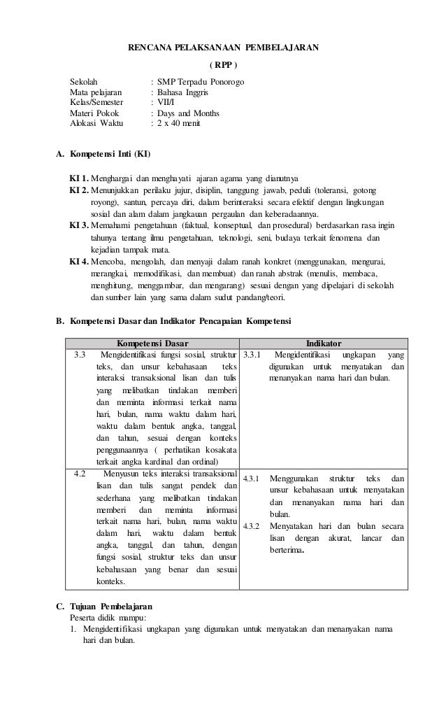 Download Rpp Silabus Kkm Prota Prosem Ki Dan Kd K  Perangkat Pembelajaran Bahasa Inggris Kelas 7