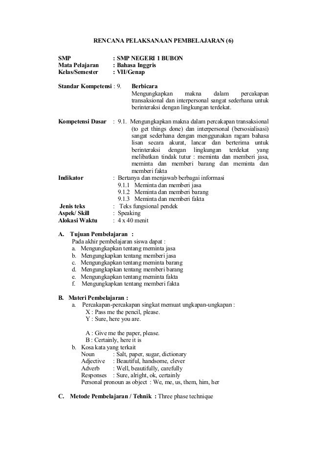 Rpp Kelas 7 Smt 2