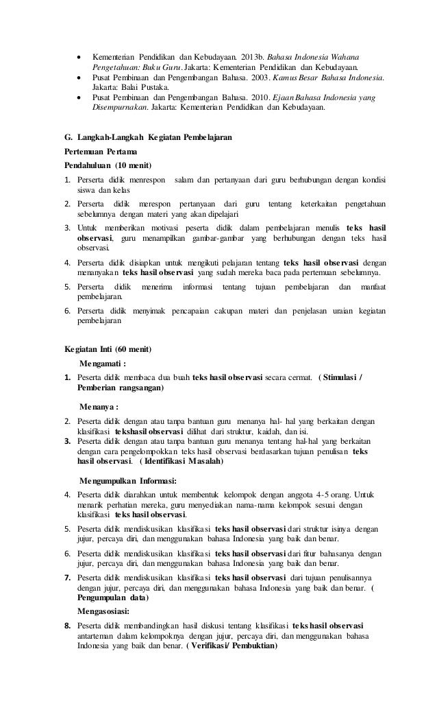 Rpp kelas 7 teks observasi