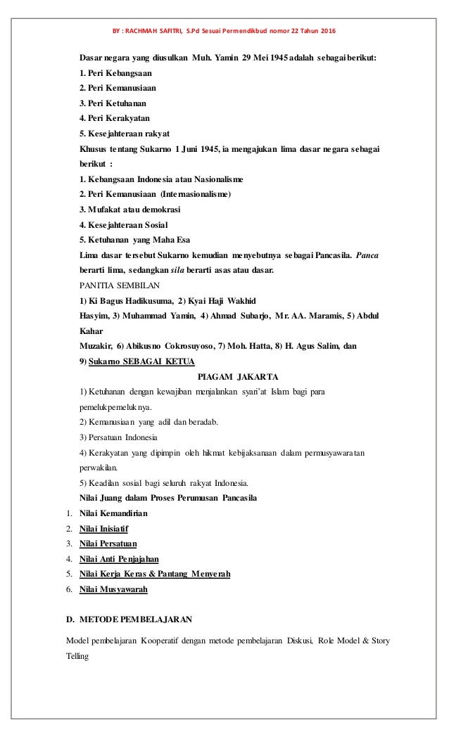 Rpp Kelas Vi Pkn Semester 1 Nilai Djuang Proses Perumusan Pancasila S Rpp Kelas Vi Pkn Semester 1 Nilai Djuang Proses Perumusan Pancasila S