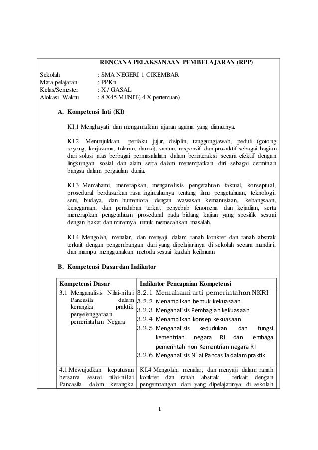 Rpp Pkn Kelas 8 Kurikulum 2013 Edisi Revisi 2016 Revisi Sekolah