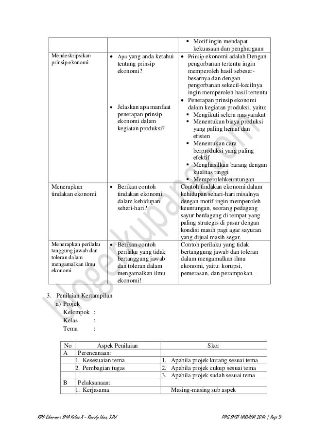 Rpp kelas x kd 3.1 dan 4.1 konsep dasar ilmu ekonomi