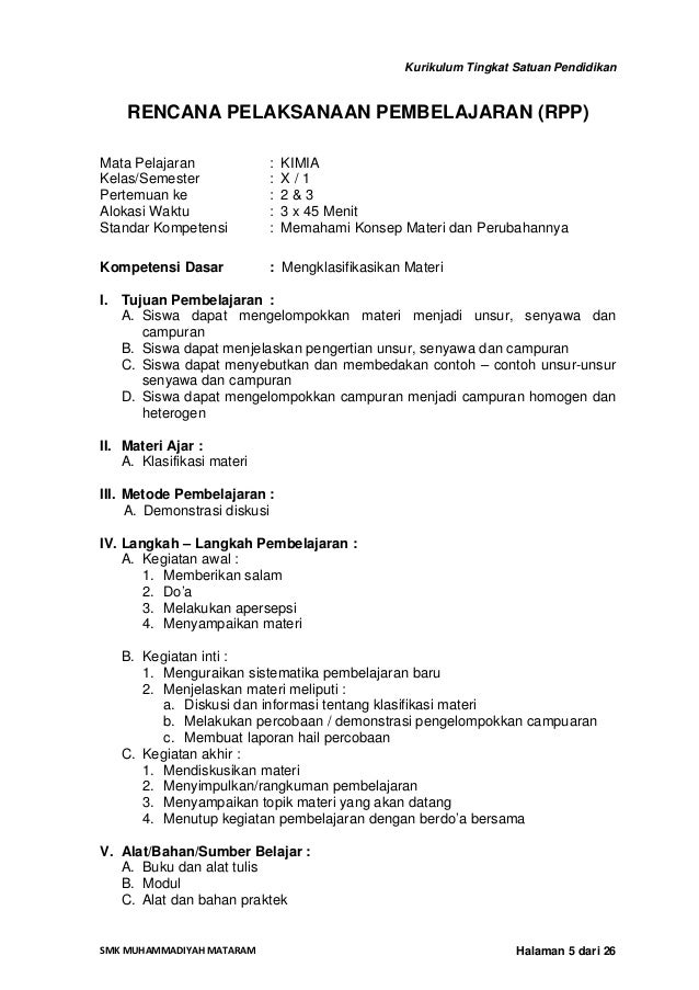Rpp kimia kelas x