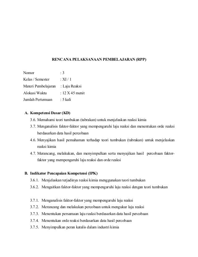 Rpp kimia kelas xi