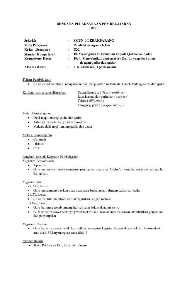 RPP Kelas IX Semester 2