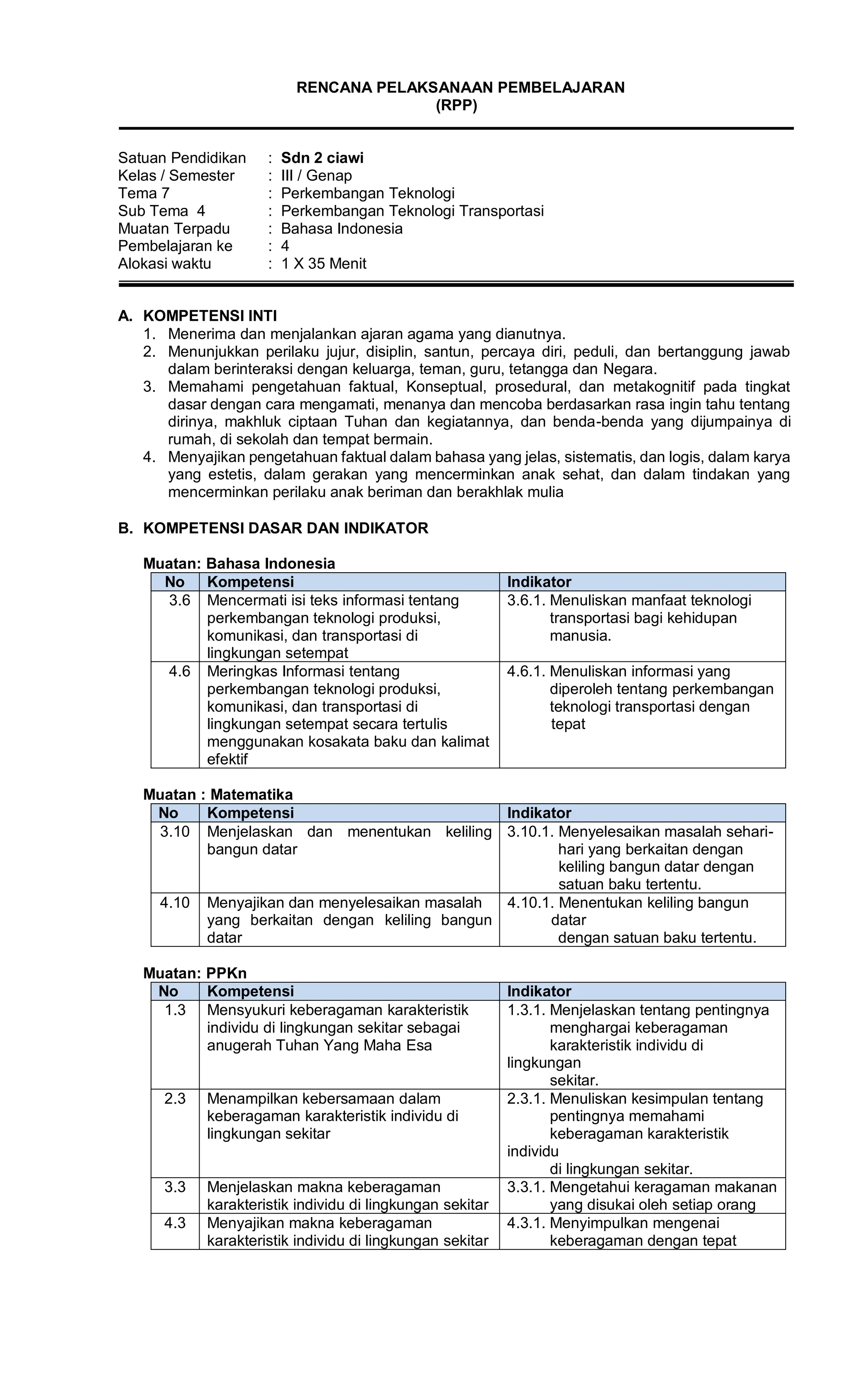 RPP kls 3.pdf sdn 2 ciawi membuka jendela dunia pendidikan untuk ...