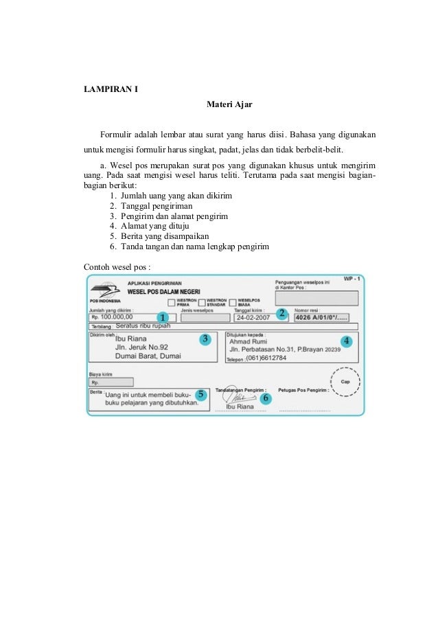 Contoh Surat Wesel Pos - Audit Kinerja