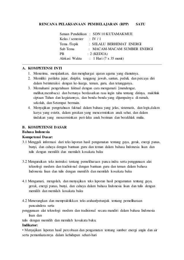 Rpp Kls Iv Tema 2 Subtema 1 Pb 2
