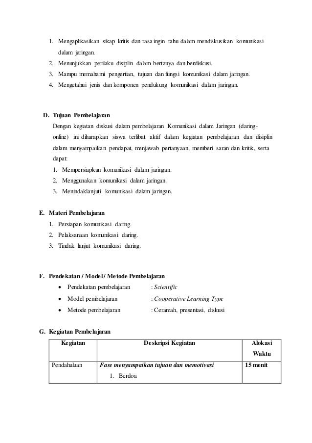 Rpp Komunikasi Dalam Jaringan