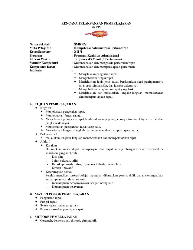 Rpp Ktsp Melakukan Pertemuan Xii Smk Rpp Diva Pendidikan