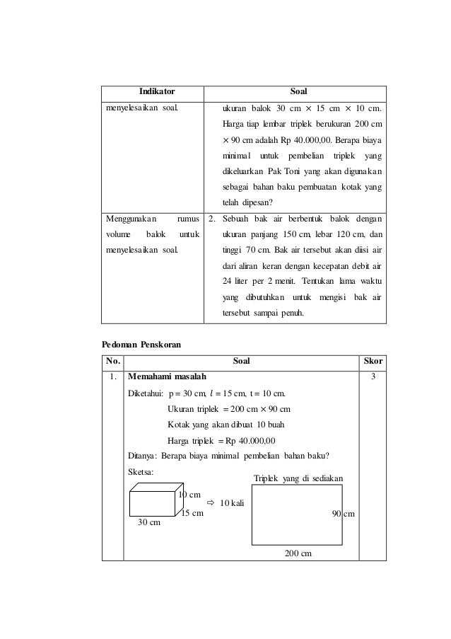 Rpp luas dan volume balok