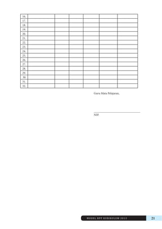 MODEL RPP KURIKULUM 2013 21 
16. 
17. 
18. 
19. 
20. 
21. 
22. 
23. 
24. 
25. 
26. 
27. 
28. 
29. 
30 
31. 
32. 
Guru Mata Pelajaran, 
_______________________________ 
NIP. 
 
