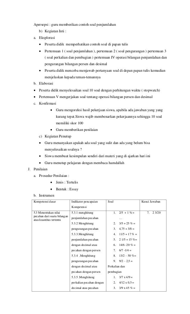 Rpp matematika kelas 6 semester 2