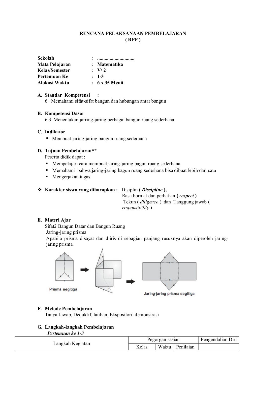 RPP Matematika kelas 5 semester 12