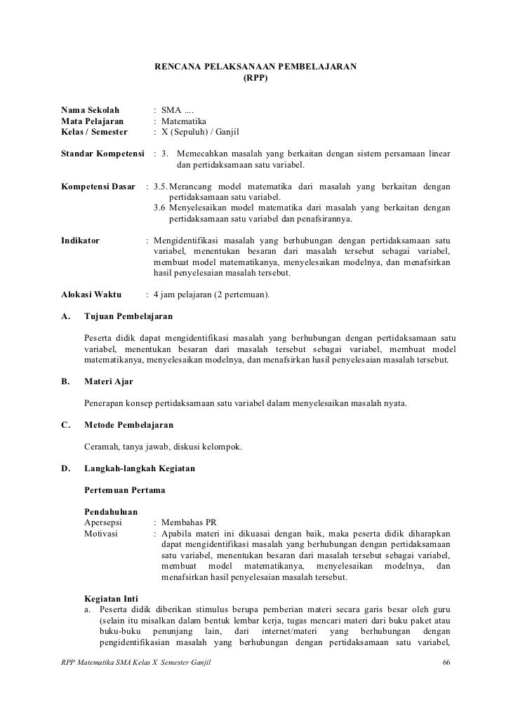 Rpp matematika SMA (sistem persamaan linear) Rpp matematika SMA (sistem persamaan linear)