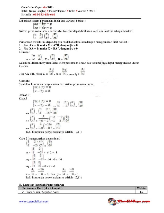 Contoh Soal Dan Jawaban Matematika Kelas 12 Semester 1