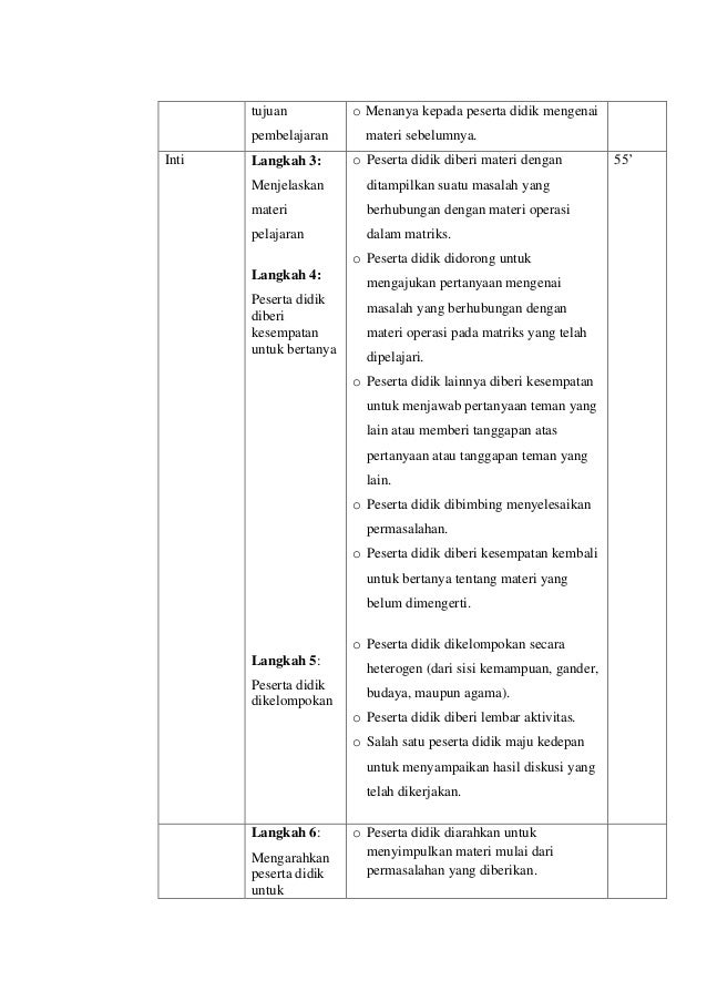 Rpp Matriks Kelas 11 Kurikulum 2013 Doc Berkas Sekolah