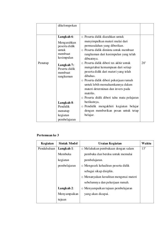 Rpp Matriks Kelas 11 Kurikulum 2013 Doc Berkas Sekolah