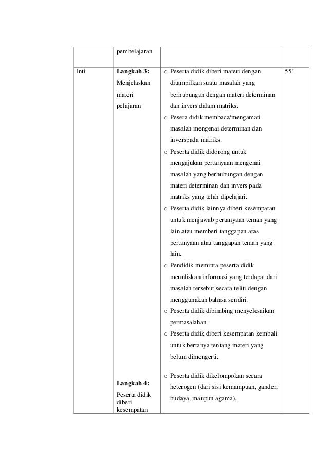RPP MATRIKS KELAS XI MIPA KURIKULUM 2013
