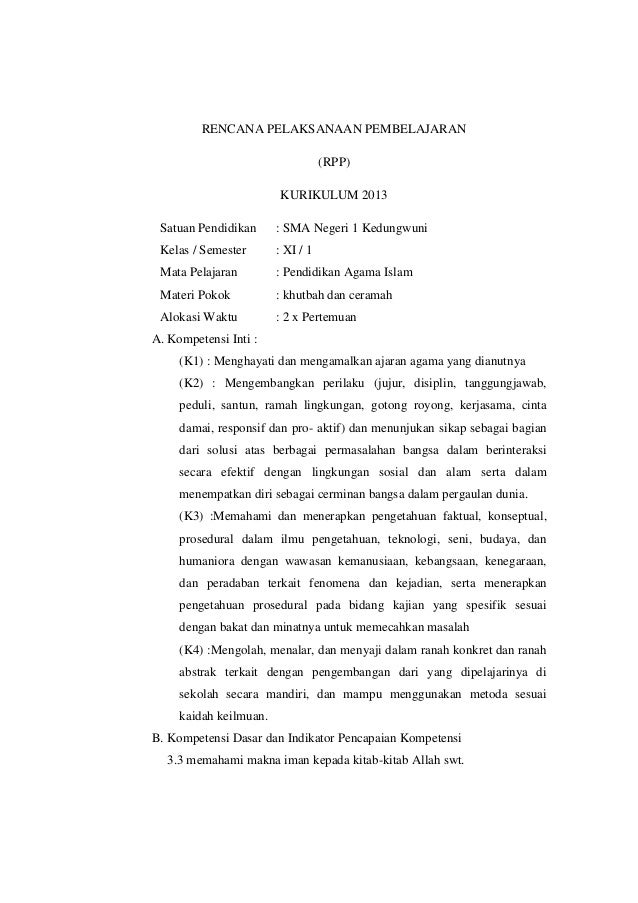 Rpp Khutbah Dan Ceramah Rpp Khutbah Dan Ceramah