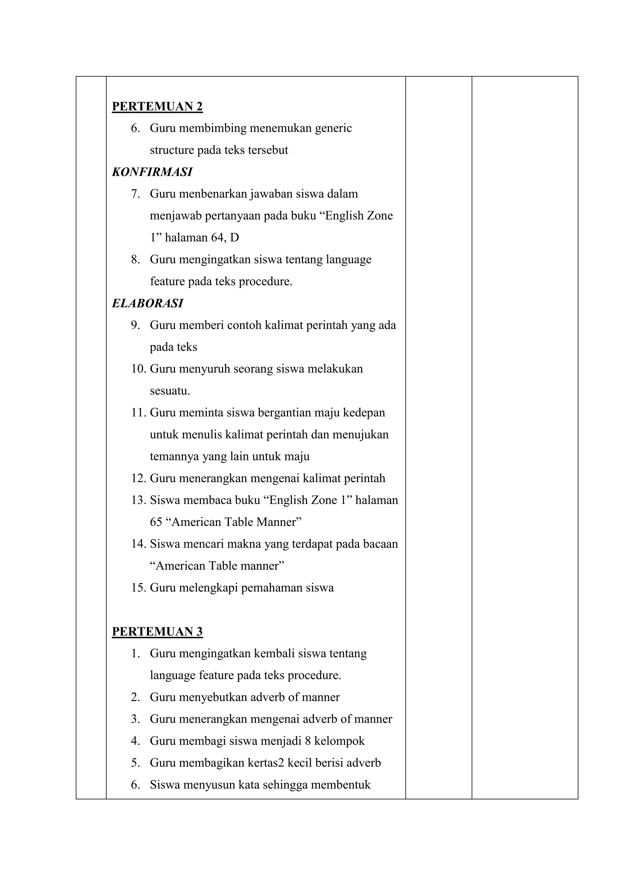Rpp membaca menulis procedure | DOCX