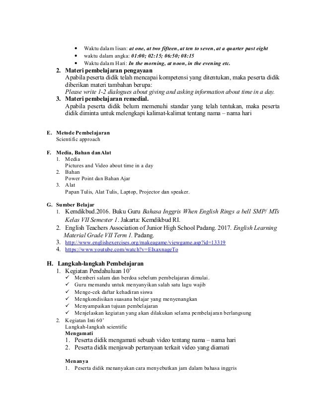 Rpp Bahasa Inggris Kelas Vii Rpp Bahasa Inggris Kelas Vii