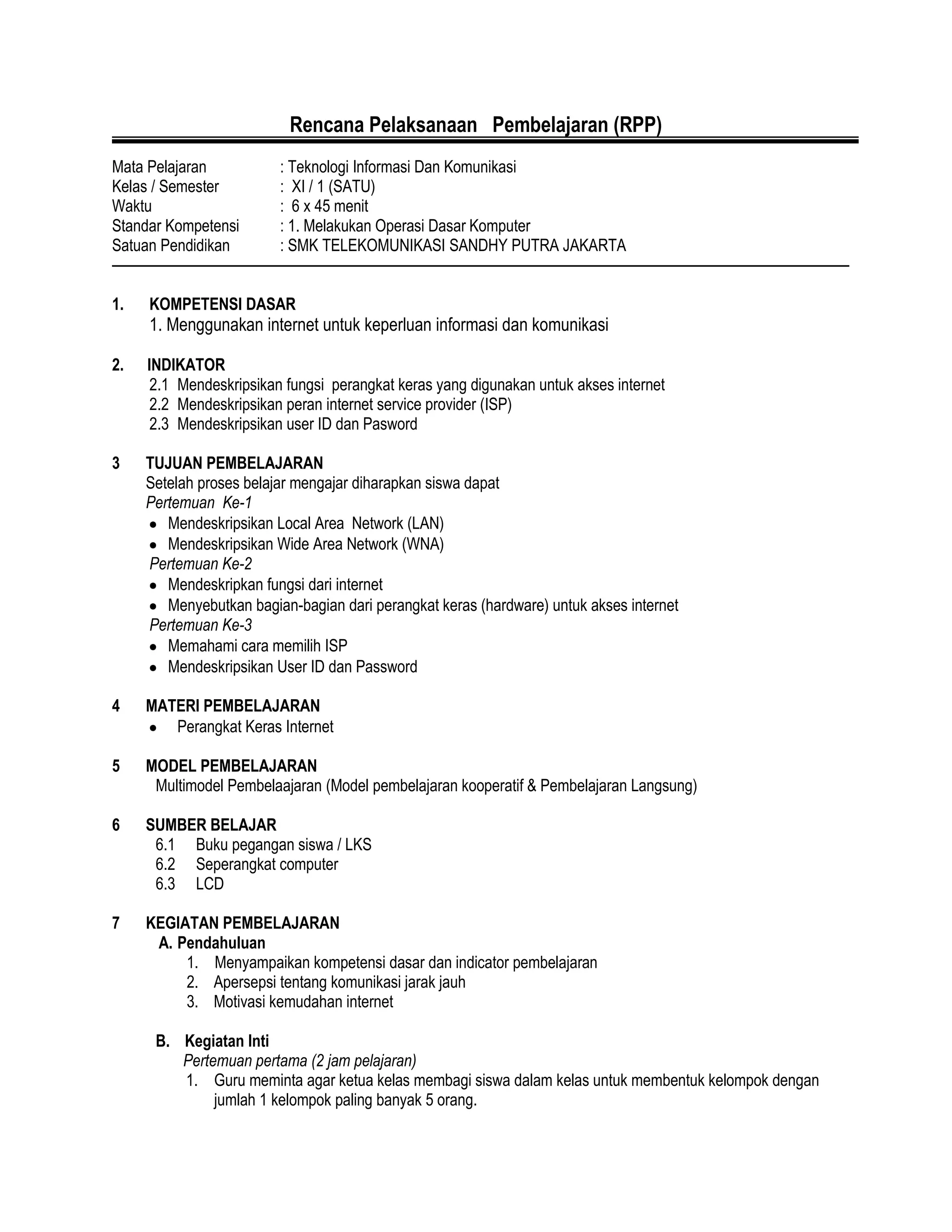 Rpp operasi dasar komputer | DOCX